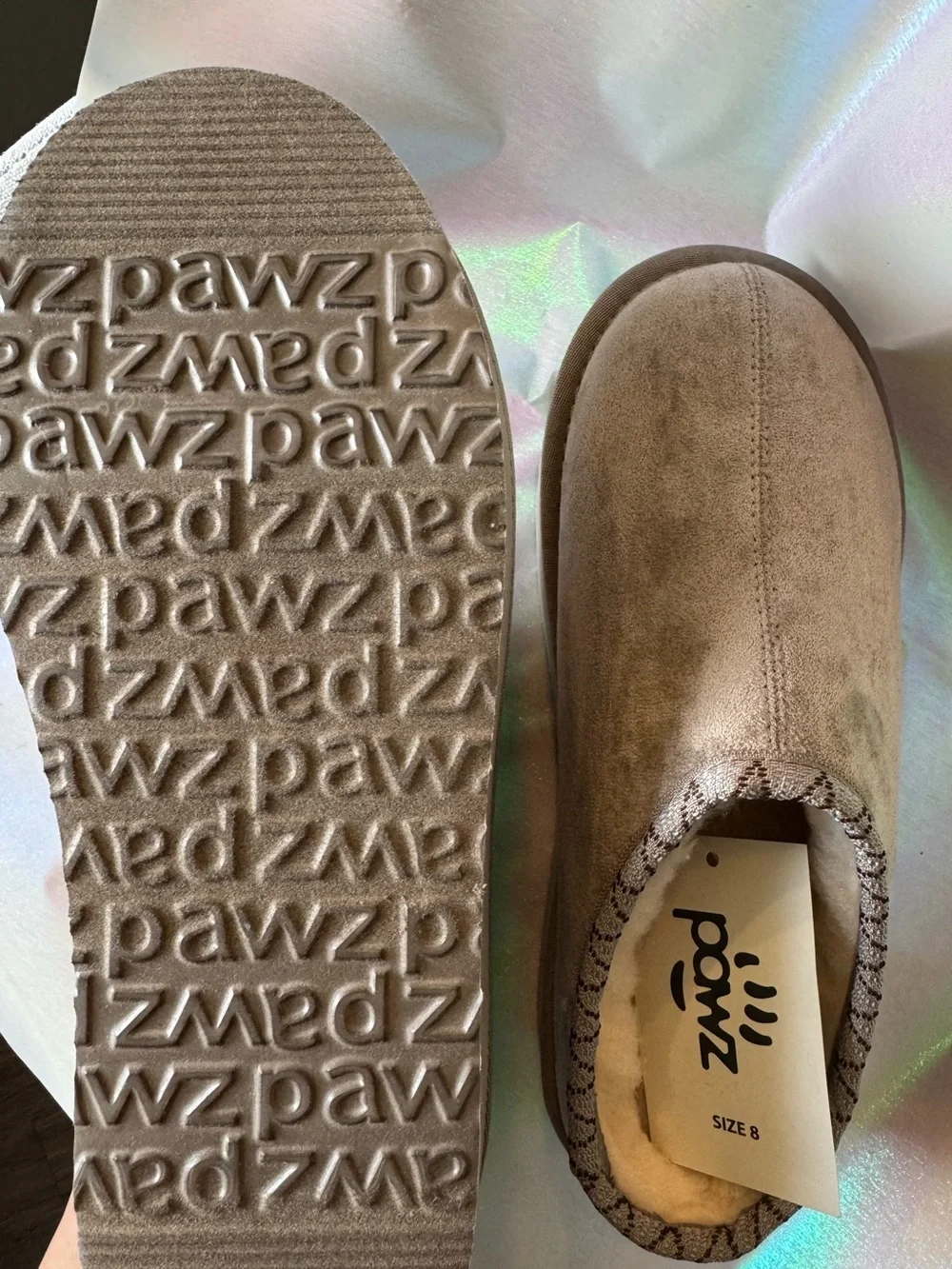 Pawz Women's Hazel Platform Clog Slippers with Faux Fur Lining Size 8 NWT